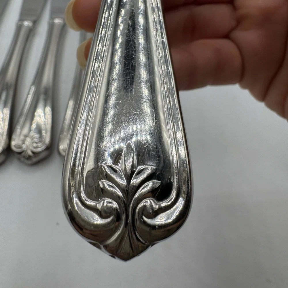 Lenox Flatware 18/8 Butlers Gourmet Plume Stainless Glossy - 5 Dinner Knives